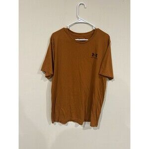 Under Armour Heat Fit Tee Shirt Mens XXL 2XL Loose Fit Pre Owned Orange